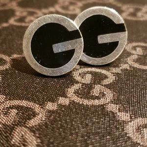 GUCCI Silver and Ceramic Cuff Links / Unisex